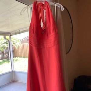 Coral Silk halter dress